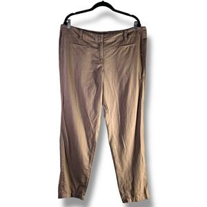 LOFT Ann Taylor Women Sz 14 Marisa Brown Cotton Linen Blend Trouser Career Pants